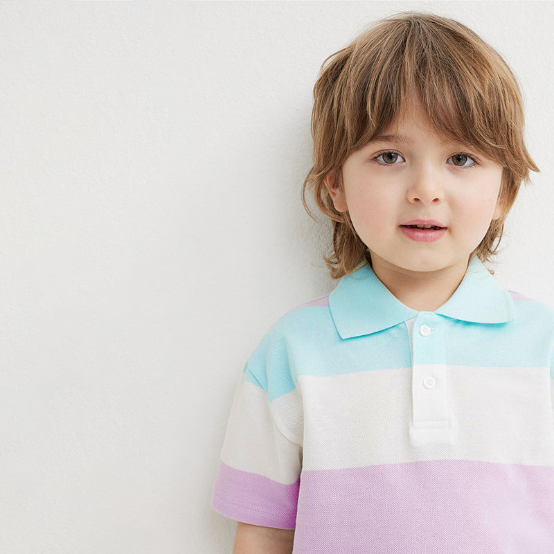 Polo Shirt Short Sleeve Striped Cotton Boy