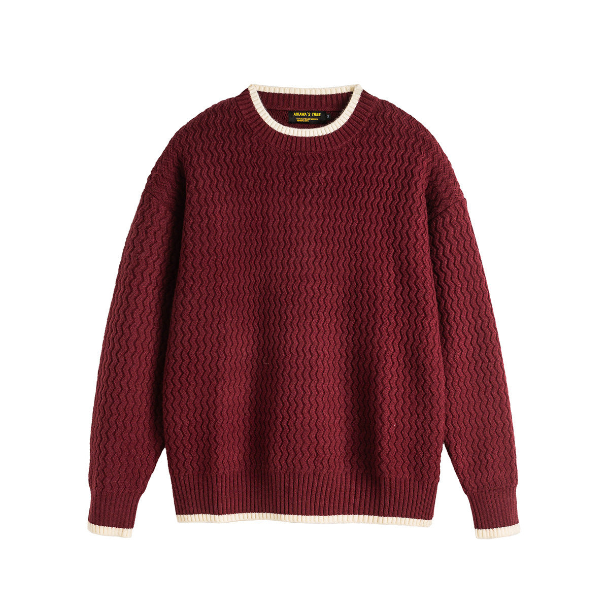 Mens Color-block Crew Neck Knitted Sweater