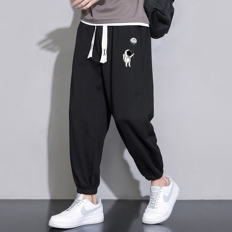 Mens Cropped Casual Loose Long Pants