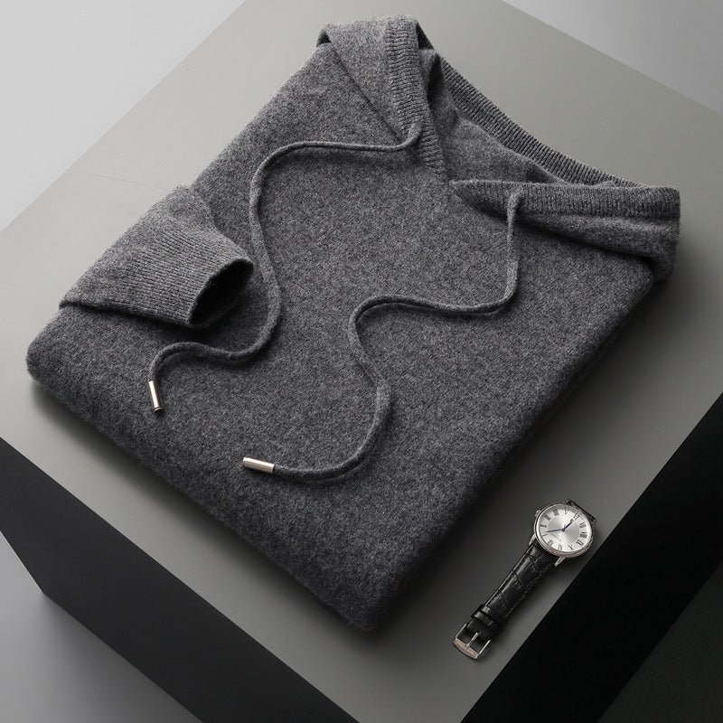 Wool Hooded Long-sleeved Sweater Pullover