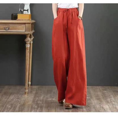 Linen Fabric Women's Wide-leg Pants Casual Yoga