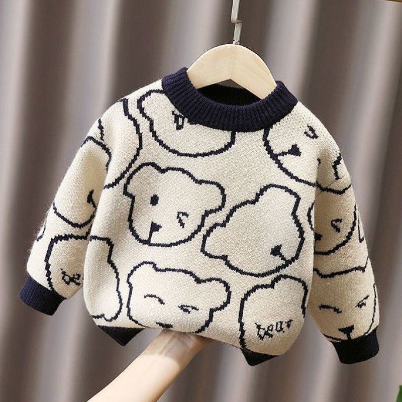 Children's Extra Thick Round-neck With Fleece Lining Sweater