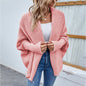 Loose Knitted Sweater Solid Bat Sleeve Large Lapel Cardigan