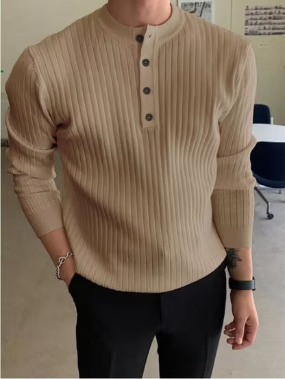 Men's Half-high Collar Button Sweater