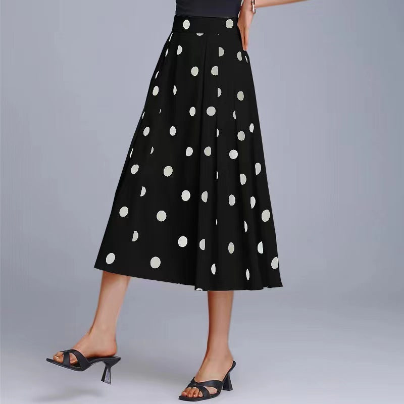 Draping Polka Dot Skirt Women's Summer Style