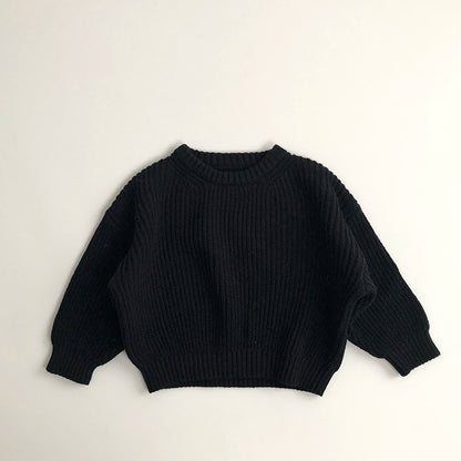 Solid Color Round Neck Children Sweater Men