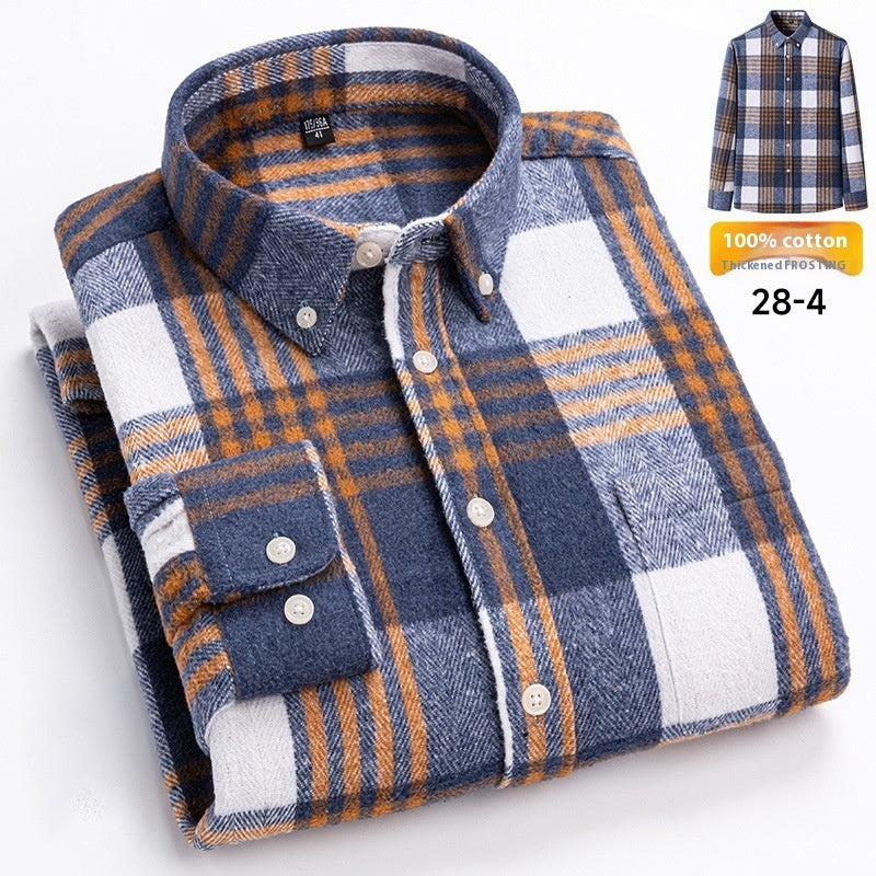 Mens Retro Plaid Long Sleeve Shirt