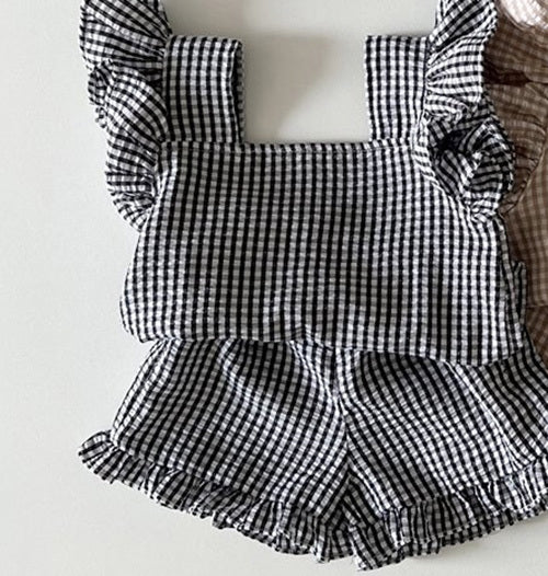 Girl Baby Plaid Clothes Suit