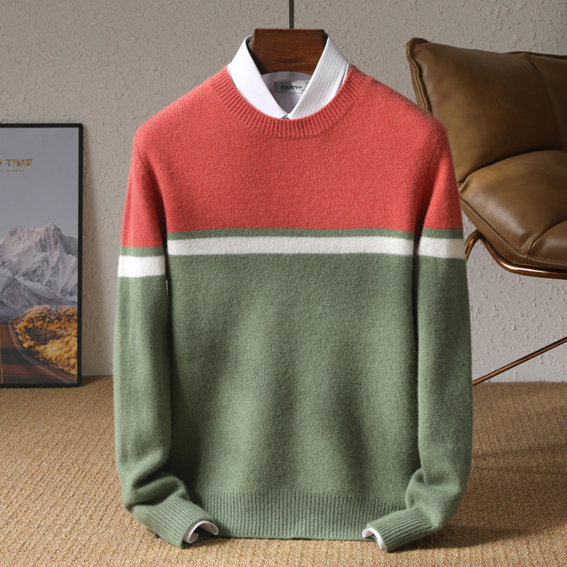 Mens Striped Pure Wool Sweater