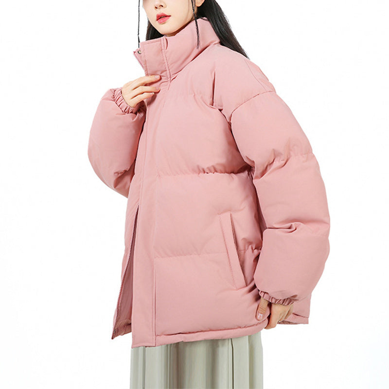 Womens Loose Stand-collar Cotton Thicken Jacket