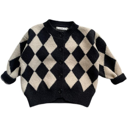 Children's Korean-style Loose Rhombus Sweater