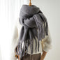 Solid Color Versatile Winter Warm Extended Tassel Scarf