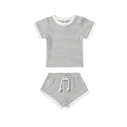 Children's Shorts Sunken Stripe Two-piece Set