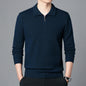 Men's Lapel Pullover Long Sleeve Knitted Sweater-100% Wool