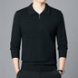 Men's Lapel Pullover Long Sleeve Knitted Sweater-100% Wool