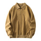 Mens Lapel Half-zip Sweatshirt Fleece Long Sleeve