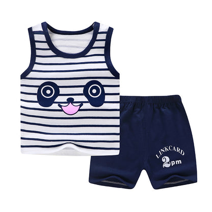 New Vest Suit Cotton Sleeveless Boy Summer Clothing Vest Two-piece Set Wholesale