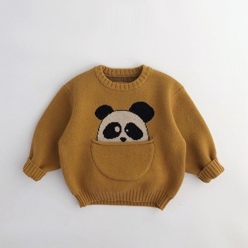 Cartoon Baby Soft Glutinous Sweater Cute Big Pocket