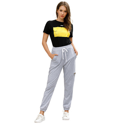 Womens High Waist Sling Casual Sports Pants