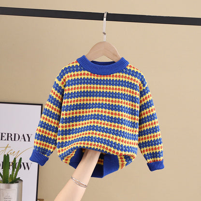 Rainbow Stripes Baby Round Neck Pullover Sweater