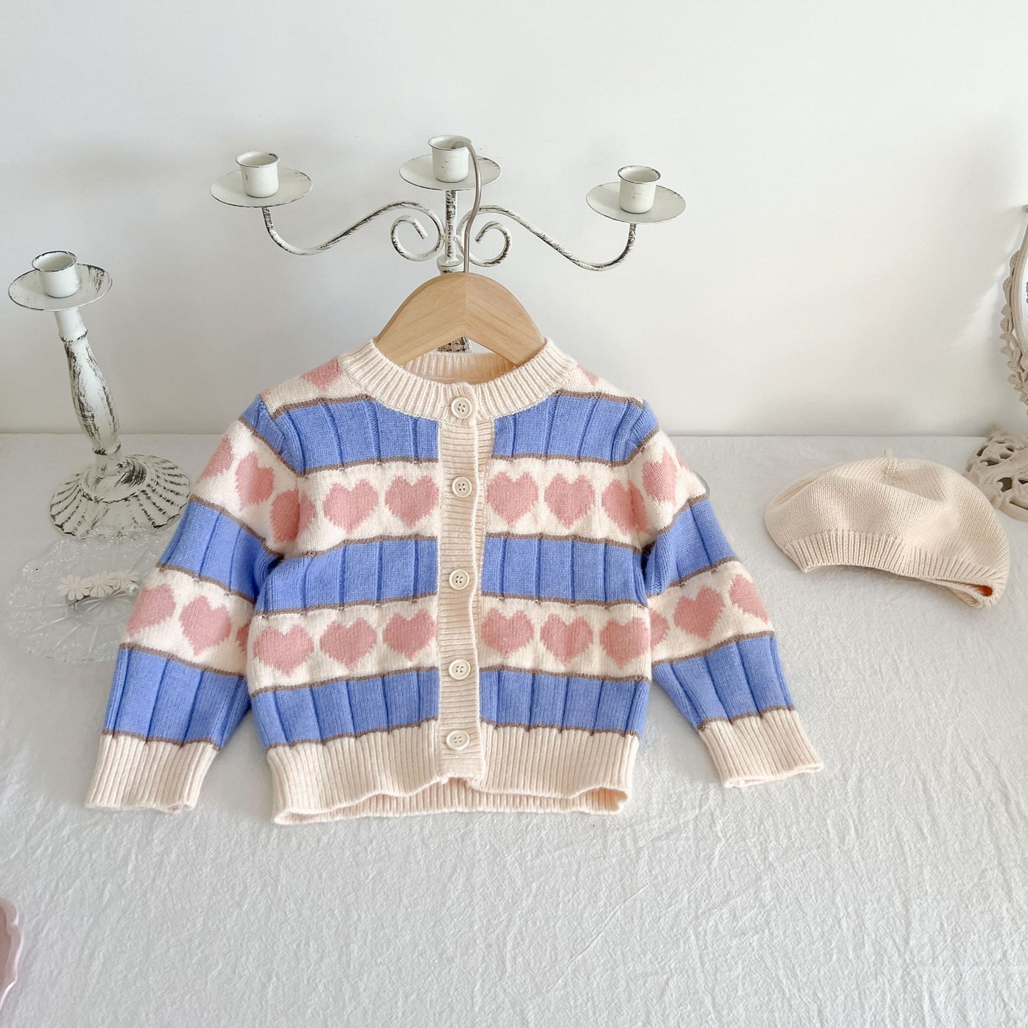 Baby Jacquard Love Long Sleeve Coat