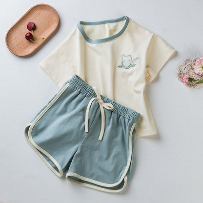 Girls' Embroidery Short Sleeved Kazakhstan Suit