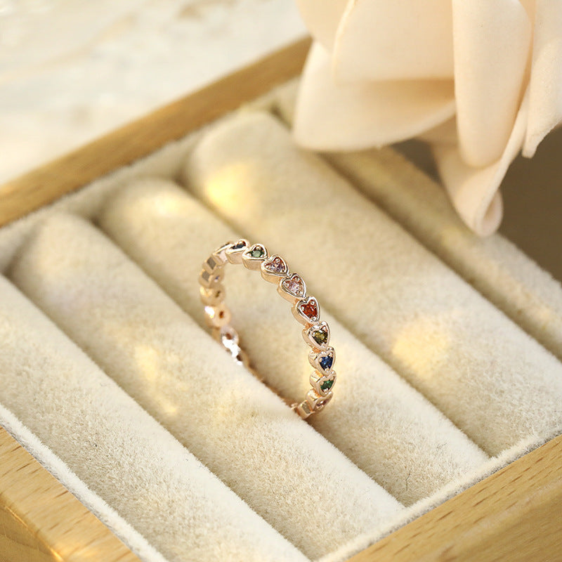 Fashion Copper Inlaid Zircon Love Ring