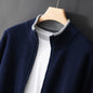 Mens Stand Collar Zipper Thickened Sweater