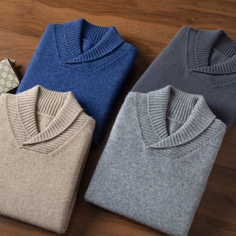 Mens Cashmere Lapel Sweater