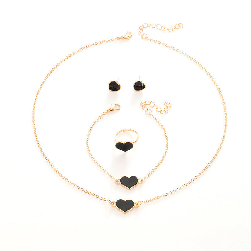 Fashion Heart Necklace Suit Jewelry Set Gift Party Jewelry