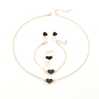 Fashion Heart Necklace Suit Jewelry Set Gift Party Jewelry