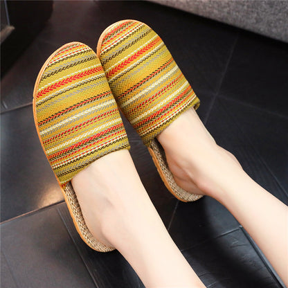 Linen Slippers Printed Cute