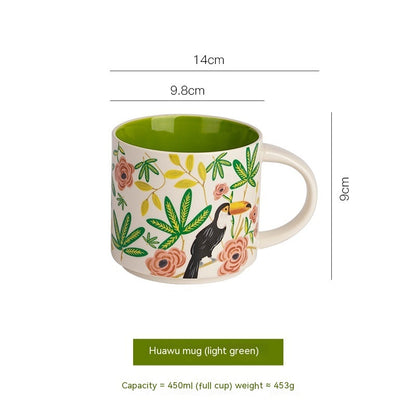 Flower Glaze Ceramic Cup Mug Household Large Capacity Breakfast Cup