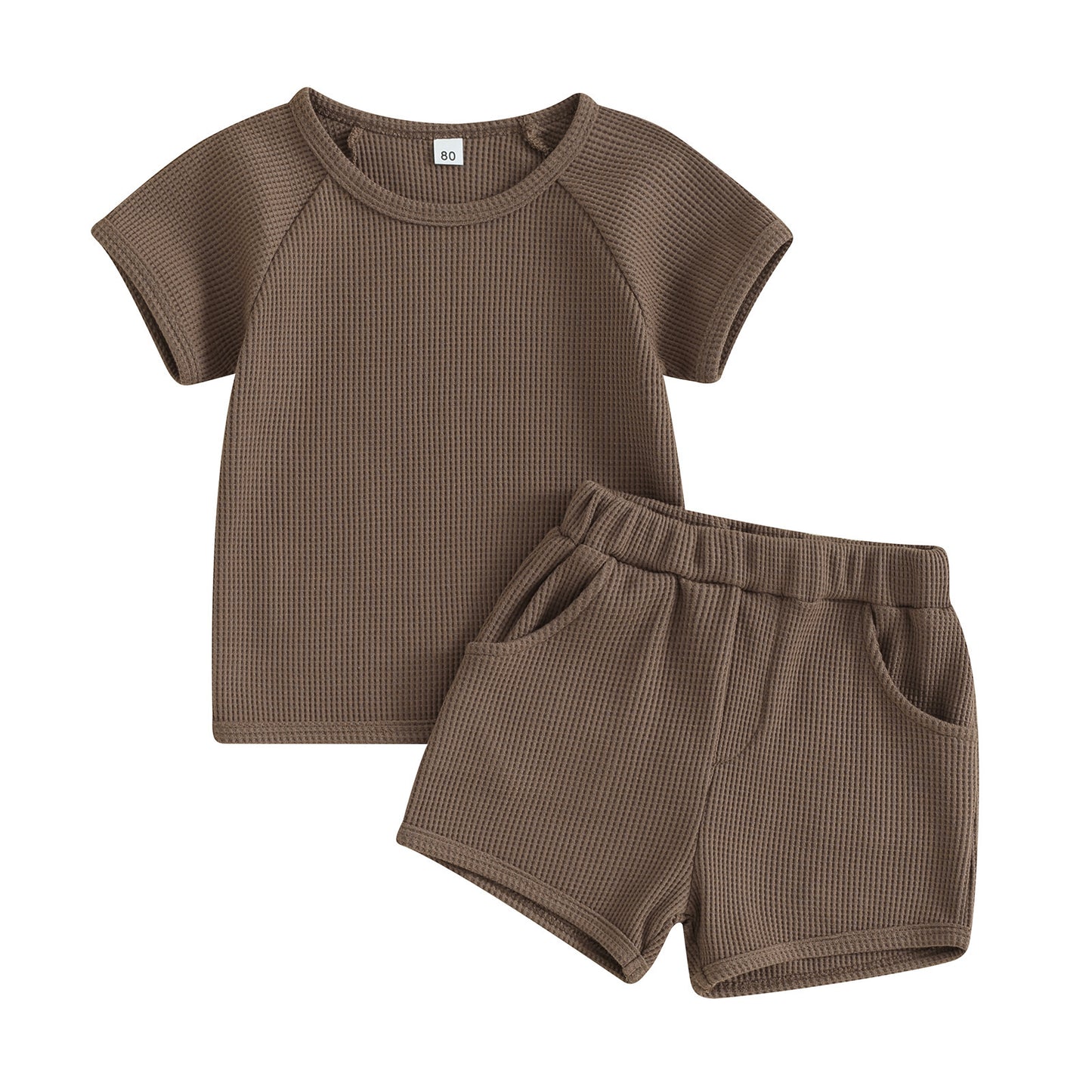 Waffle Short-sleeved Shorts Two-piece Baby Clothes Comfort And Casual