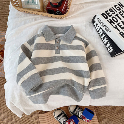 Children's Striped Lapel Sweater