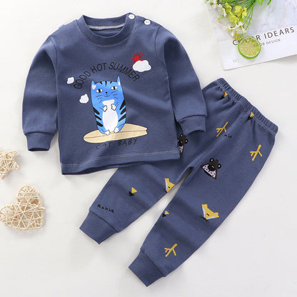 Boys And Girls Children's Underwear Suit Cotton Children Autumn And Winter Pajamas