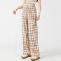 Retro Plaid Narrow Wide-leg Pants Slim Loose Casual