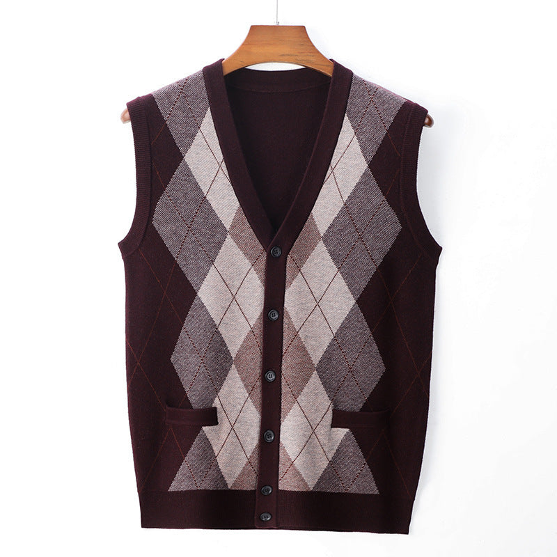 Men's Wool Vest Middle-aged Sleeveless