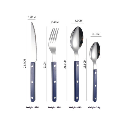 304 Stainless Steel Knife, Fork And Spoon French Rivet Tableware Clip Handle Hotel Western Dinner Set