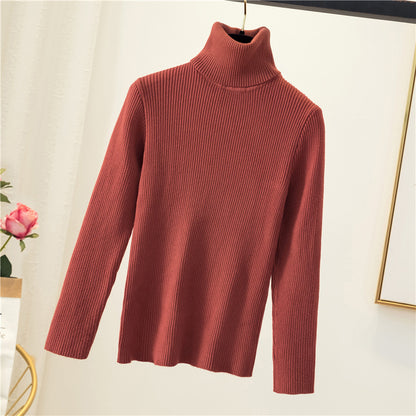 Tight pullover turtleneck sweater for women