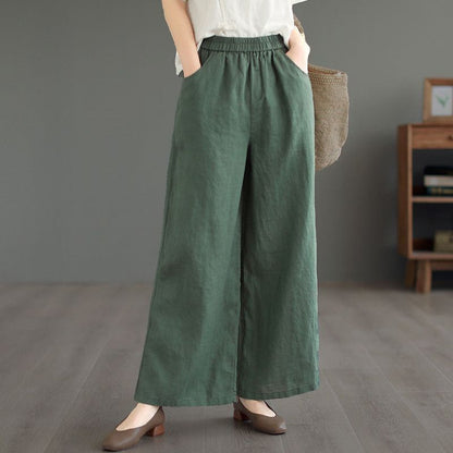 Thin High Waist Loose Artistic Retro Cotton And Linen Straight-leg Pants