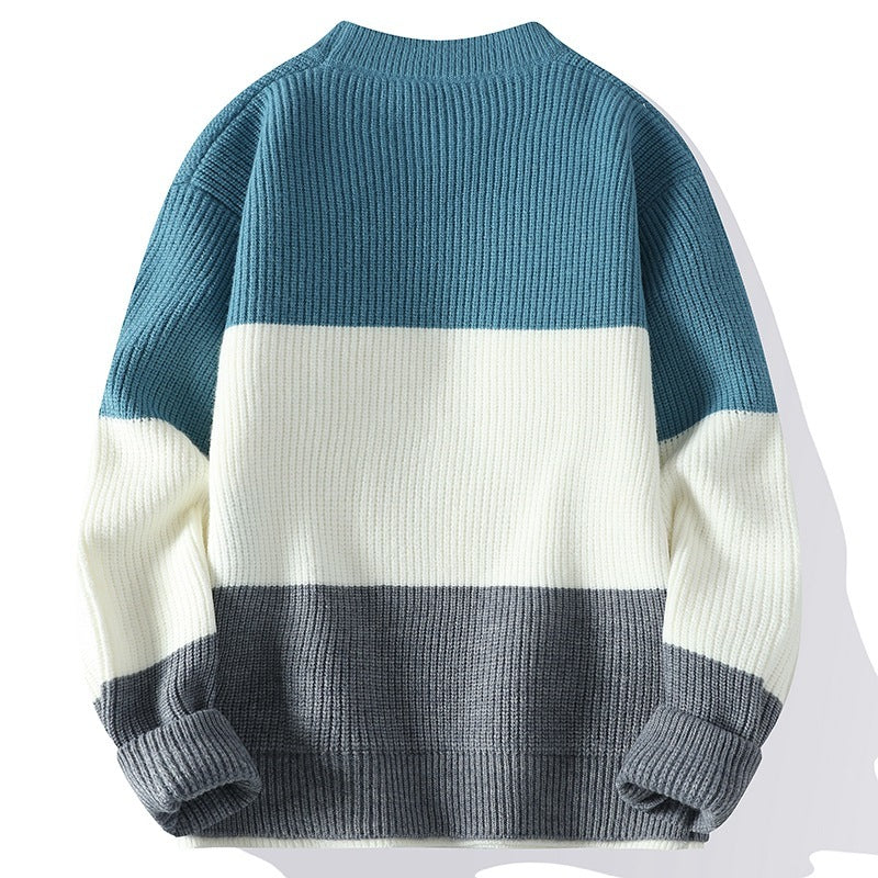 Mens Round Neck Fashion Loose Sweater