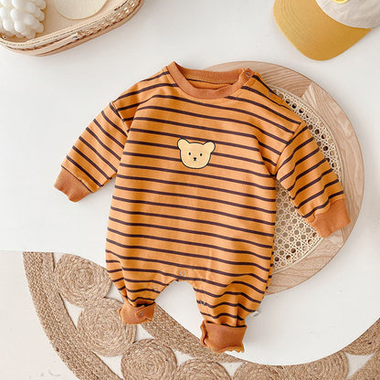 Baby Bodysuit Long Sleeve Striped Print Romper