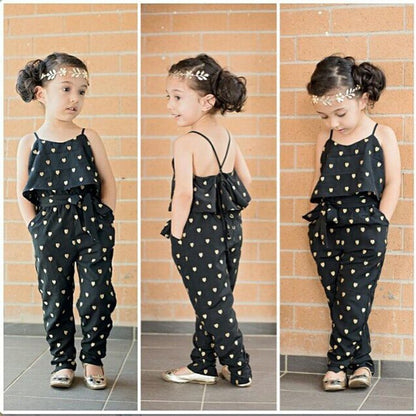 Cotton Sleeveless Polka Dot Strap Girls Jumpsuit