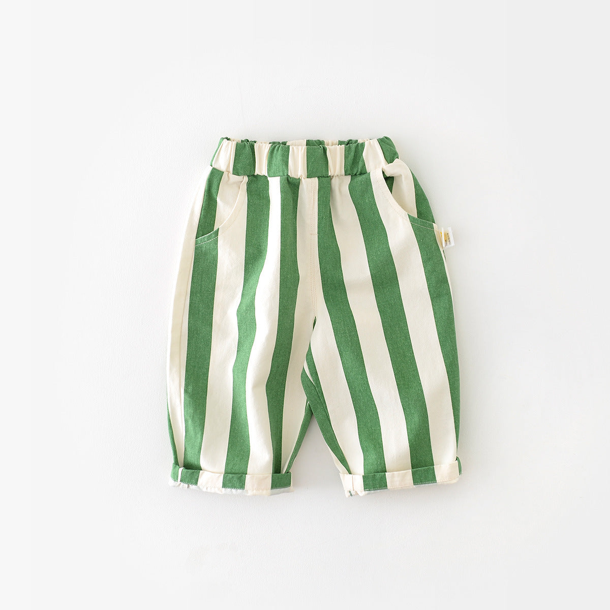 Infant Spring High Waist Color Striped Casual Trousers