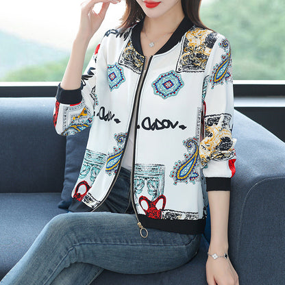 Women's Short Zipper Casual Loose Baseball Uniform Jacket