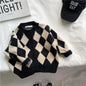 Children's Korean-style Loose Rhombus Sweater