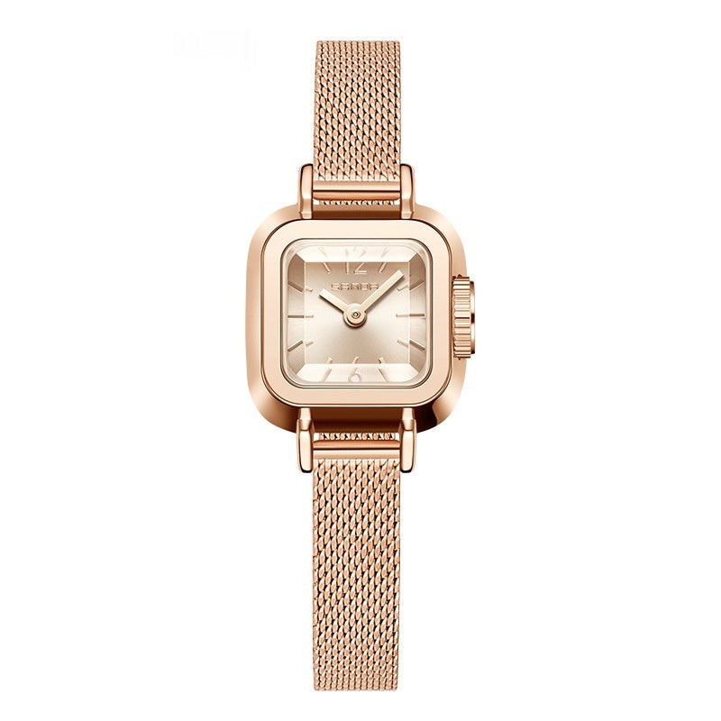 Womens Mesh Quartz Watch Roman Pattern Waterproof