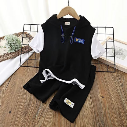 Boy Hooded Casual Short-sleeved T-shirt Thin Shorts