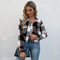 Womens Plaid Lapel Cropped Jacket